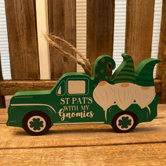 St. Patricks Day Tier Tray Decor Set Of 2, Farmhouse Gnome Truck & Shamrocks - Picture 12 of 16